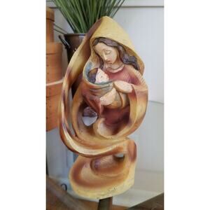 Virgin Mary Madonna Cradling Baby Jesus In Contemporary Figurine Christian